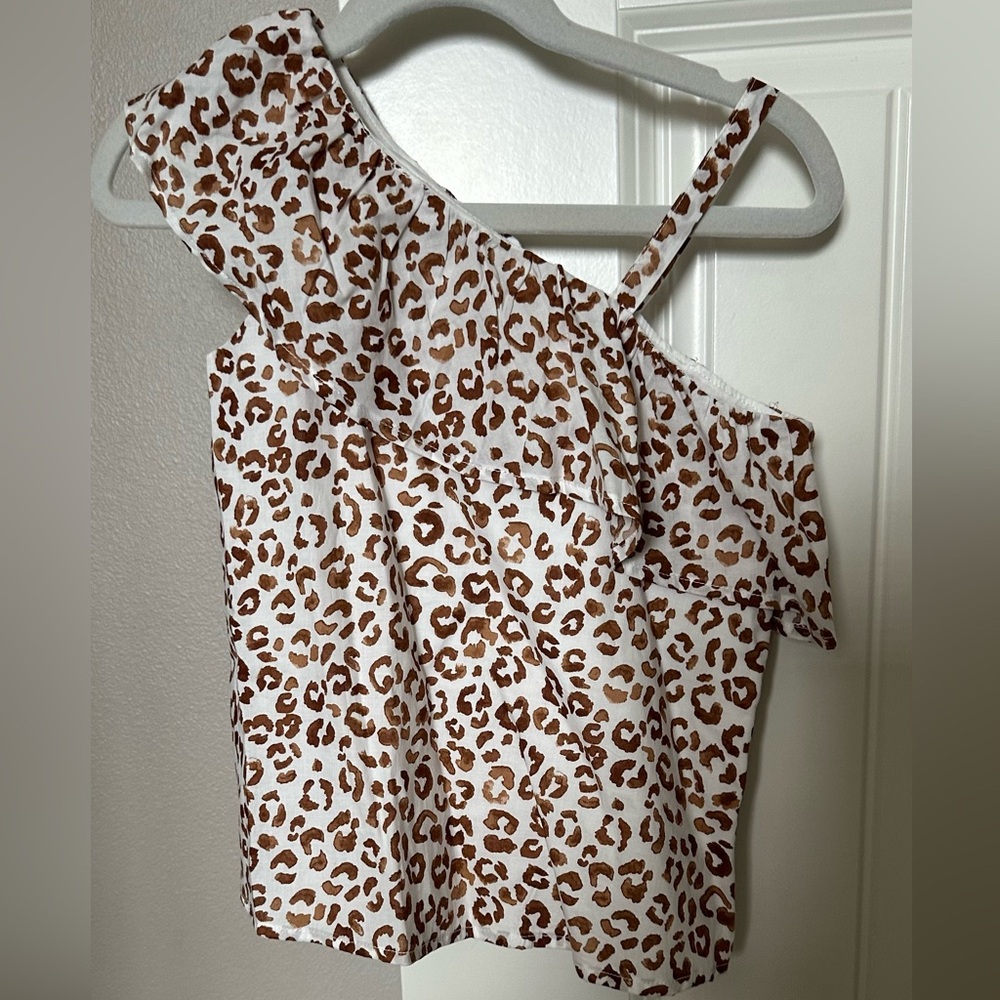 Janie Jack Leopard Print One-Shoulder Girls Top Size 5yrs